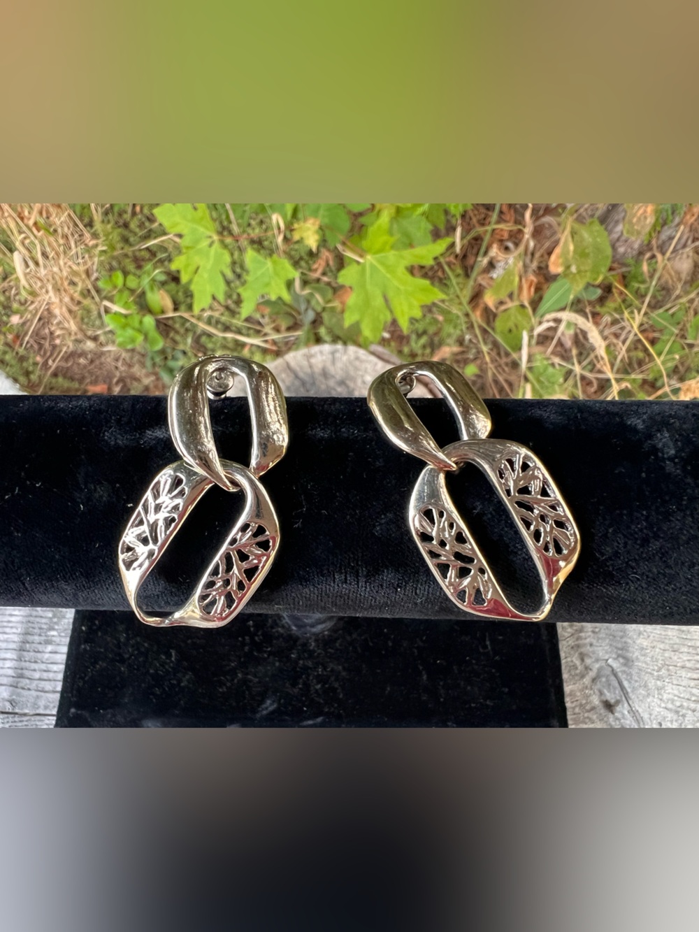Silver-Tone Filigree Link Drop Earrings